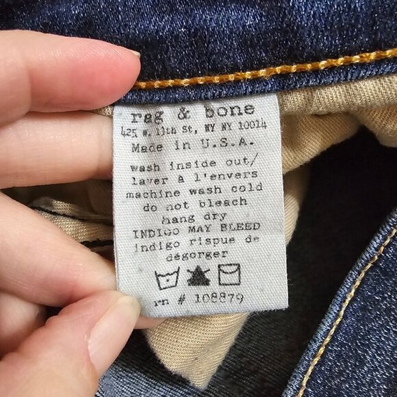 Rag & Bone Mid-Rise Skinny Jeans in Clean Charin Sz 27 - Picture 8 of 9